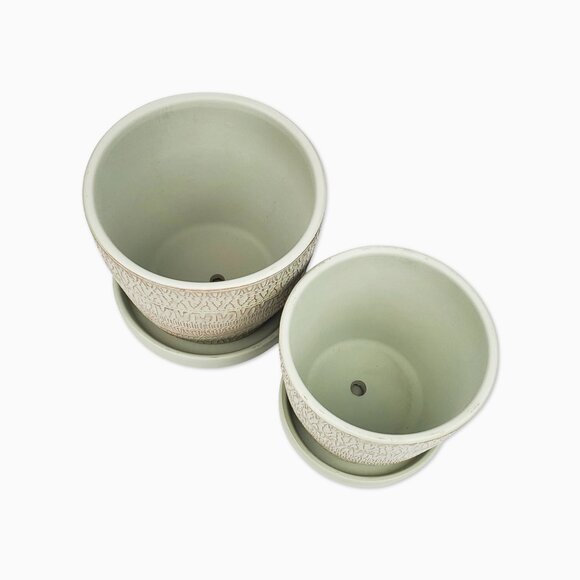 Set Of 2 Vintage Style Tea Green Terracotta Planting Pots - Picture 3 of 5